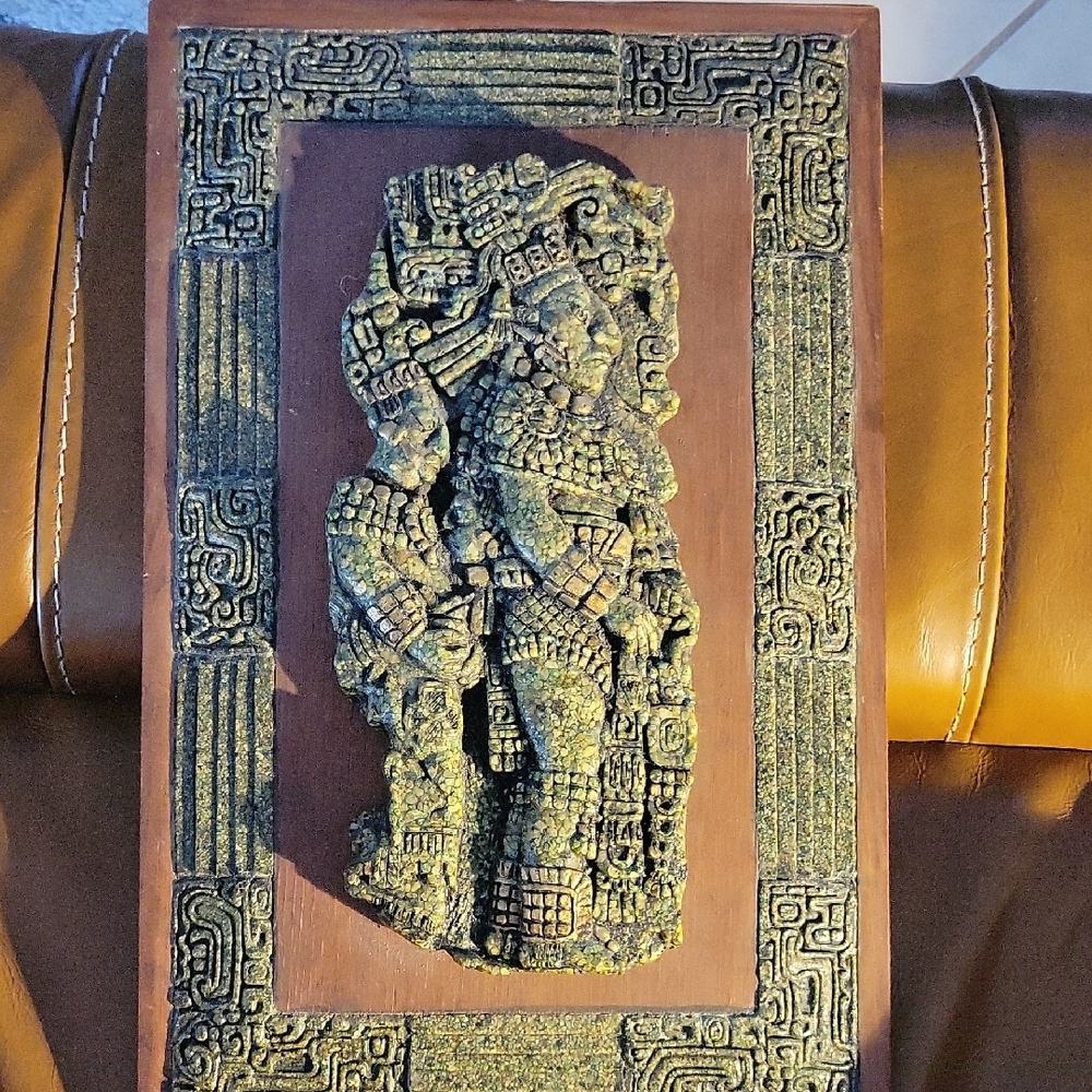 Intricate Gold and Brown Relief Sculpture